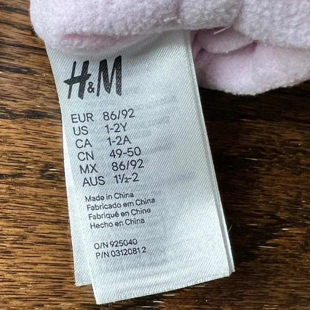 🍭6/$30 H&M Gray and pink bow fleece lined girl’s mittens - 1-2 years